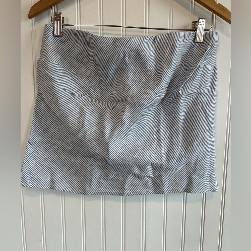 Quince pinstripes blue white Linen Strapless Top 100% European linen - Picture 2 of 5